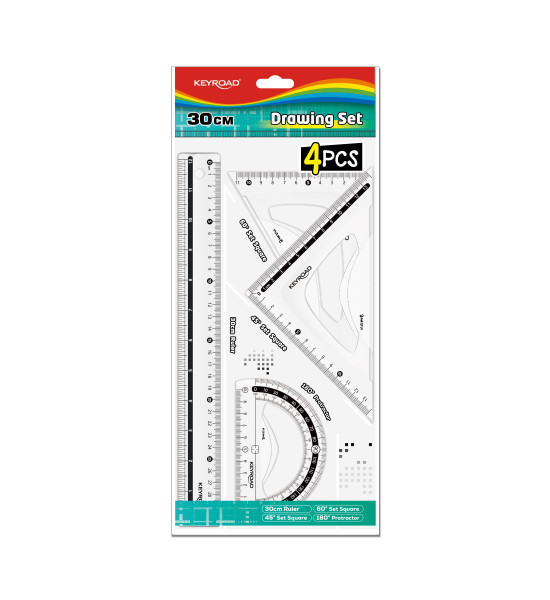 Juego Geometrico Plástico, Rígido, 4 Piezas, 30 cm.